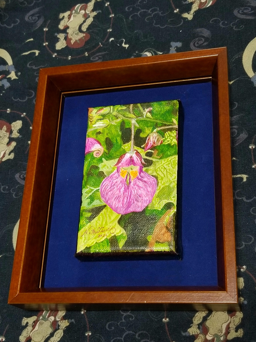 油絵 原画 小作品 細密画 ミックスフラワー 画家 小楠アキコ作品 アクリルガッシュ P20号