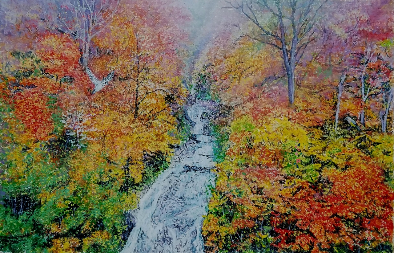 油絵「　白川郷の秋　」P10号 油絵「 白川郷の秋 」P10号